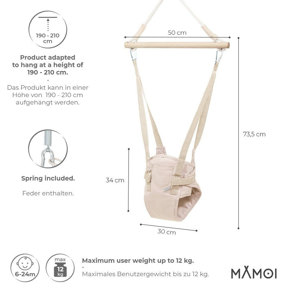Balancelle suspendue bébé MAMOI Jumper (6- 24 mois) avec harnais et crochet