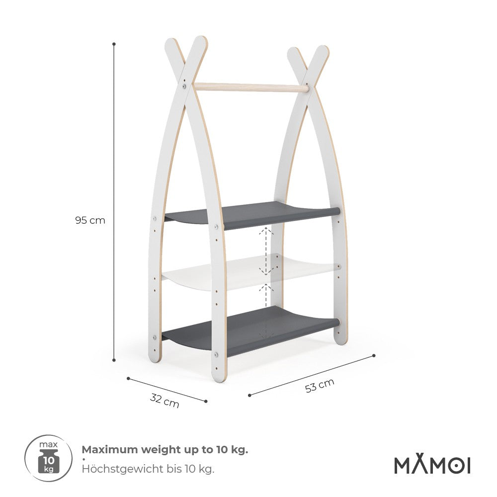 Portant chambre enfant MAMOI en bois blanc 53×32×95 cm