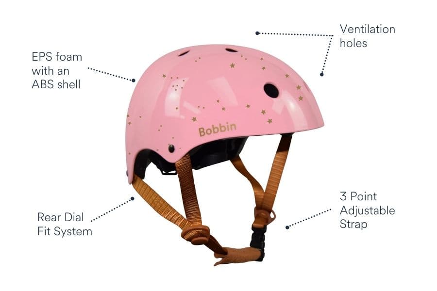 Starling Bike Helmet Pink with Golden Stars Accessories Bobbin Bicycles Ltd