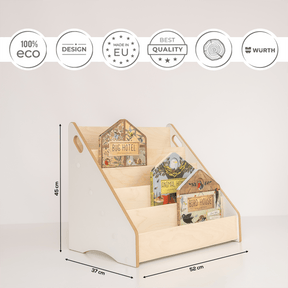 Bibliothèque enfant MAMOI Maxi – 5 tiroirs, bois naturel, 52×37×47 cm