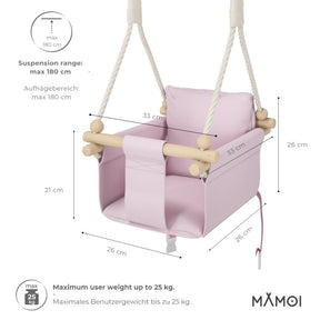 Chaise suspendue bébé MAMOI en bois - Montessori 3-en-1 avec harnais et crochet