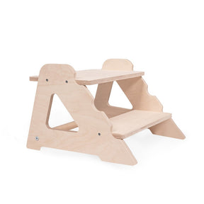 Tabouret escabeau MAMOI®2 marches – Bois naturel, universel et sécurisé