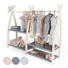 Portant à vêtements enfant MAMOI – bois naturel 106 × 32 × 95 cm