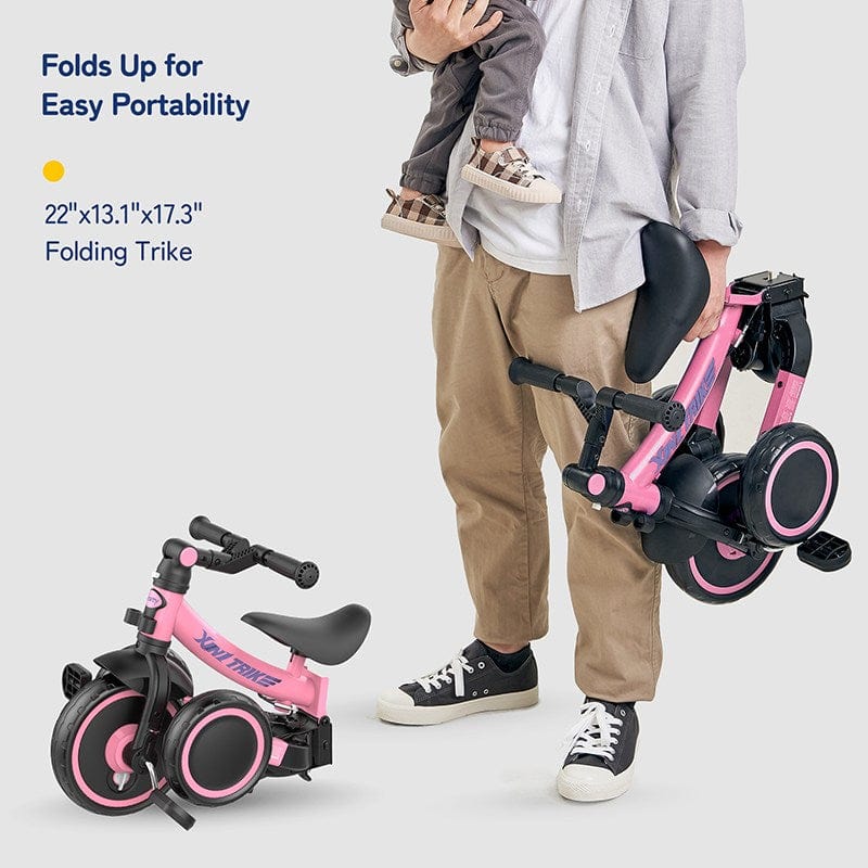 Tricycle enfant pliable 7-en-1  de 1 à 4 ans