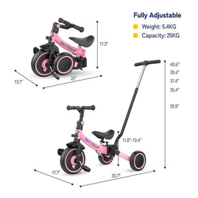 Tricycle enfant pliable 7-en-1  de 1 à 4 ans