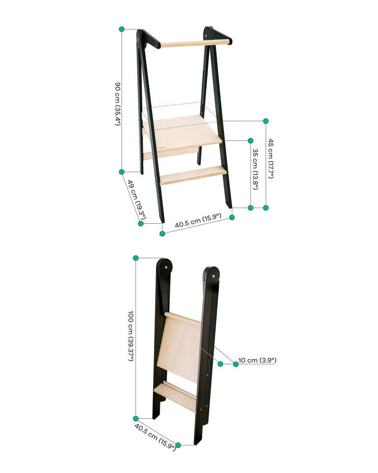 Ultraflacher, faltbarer Montessori-Lernturm